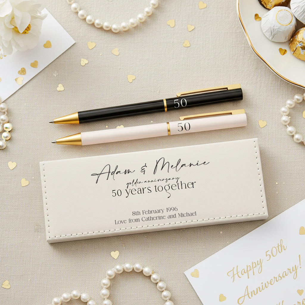 50th Anniversary Pen Set Personalised and Gift Boxed Anniversary Gifts ukgiftstoreonline