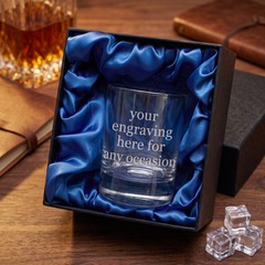 Engraved Personalised Whiskey Glass in Silk Lined Gift Box Personalised Whiskey Glass ukgiftstoreonline