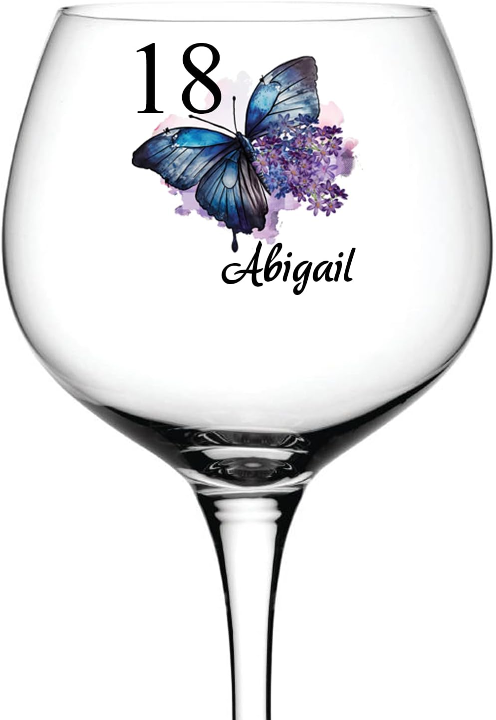 Personalised 18th Birthday Butterfly Cocktail Gin Glass Gift for Her