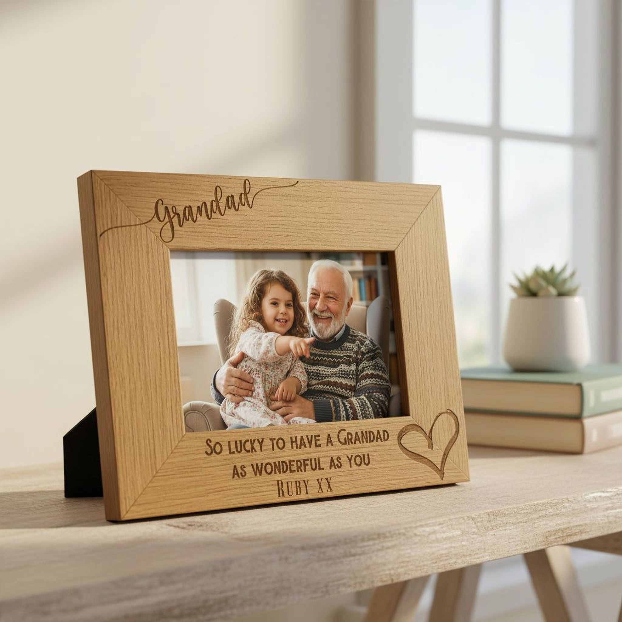 Personalised Grandad Photo Frame – Wooden Engraved Gift With Custom Message grandad photo frame ukgiftstoreonline