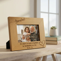 Personalised Grandad Photo Frame – Wooden Engraved Gift With Custom Message grandad photo frame ukgiftstoreonline