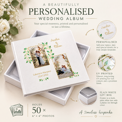 Personalised White Wedding Photo Album Gift With Custom Photos For Couples Wedding, Engagement photo album ukgiftstoreonline