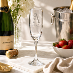 Personalised Floral Alphabet and Name Champagne Flute Prosecco Glass Gift Personalised Champagne Glasses ukgiftstoreonline