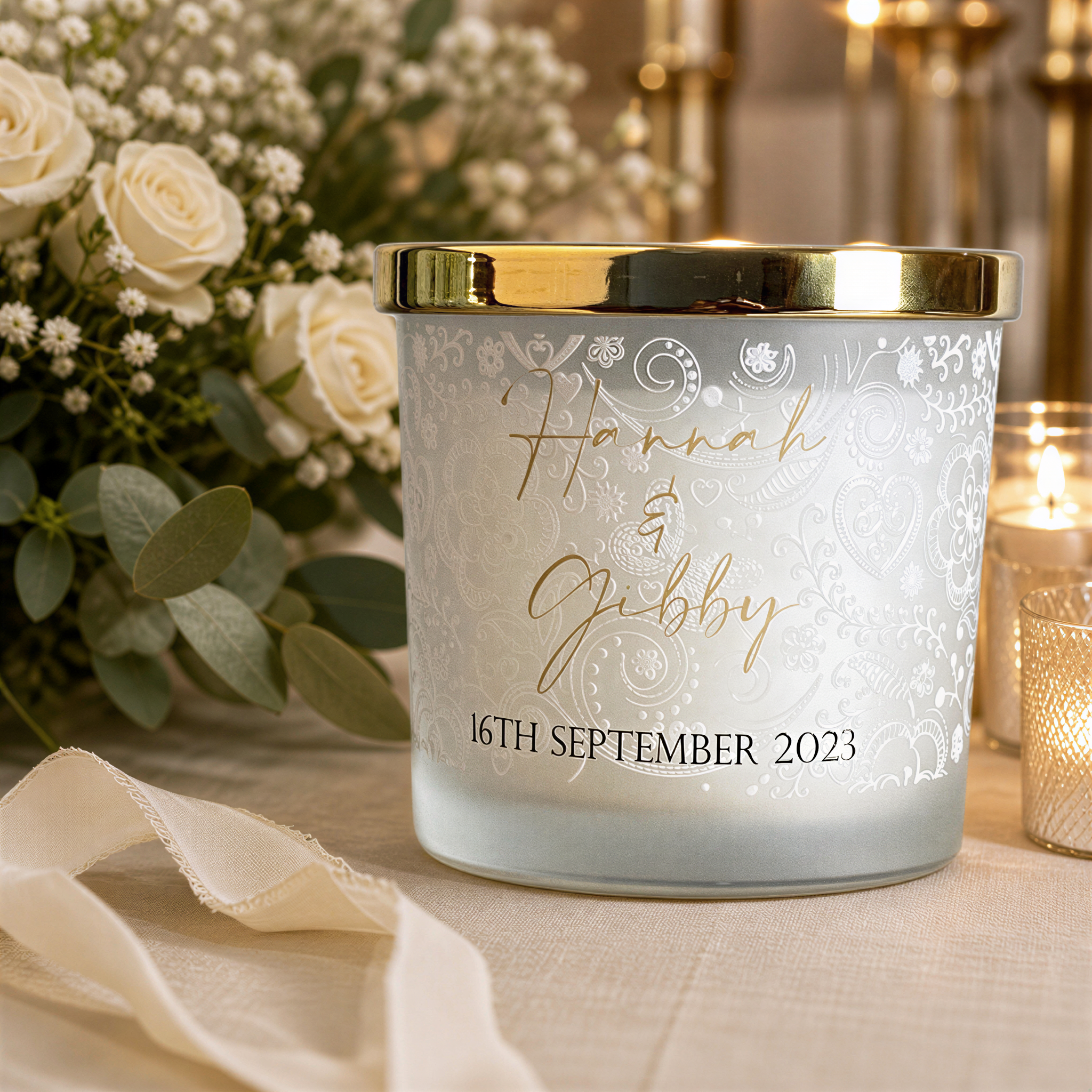 Personalised Large Double Wick Engagement Or Wedding Candle Gift personalised Candle Lights ukgiftstoreonline