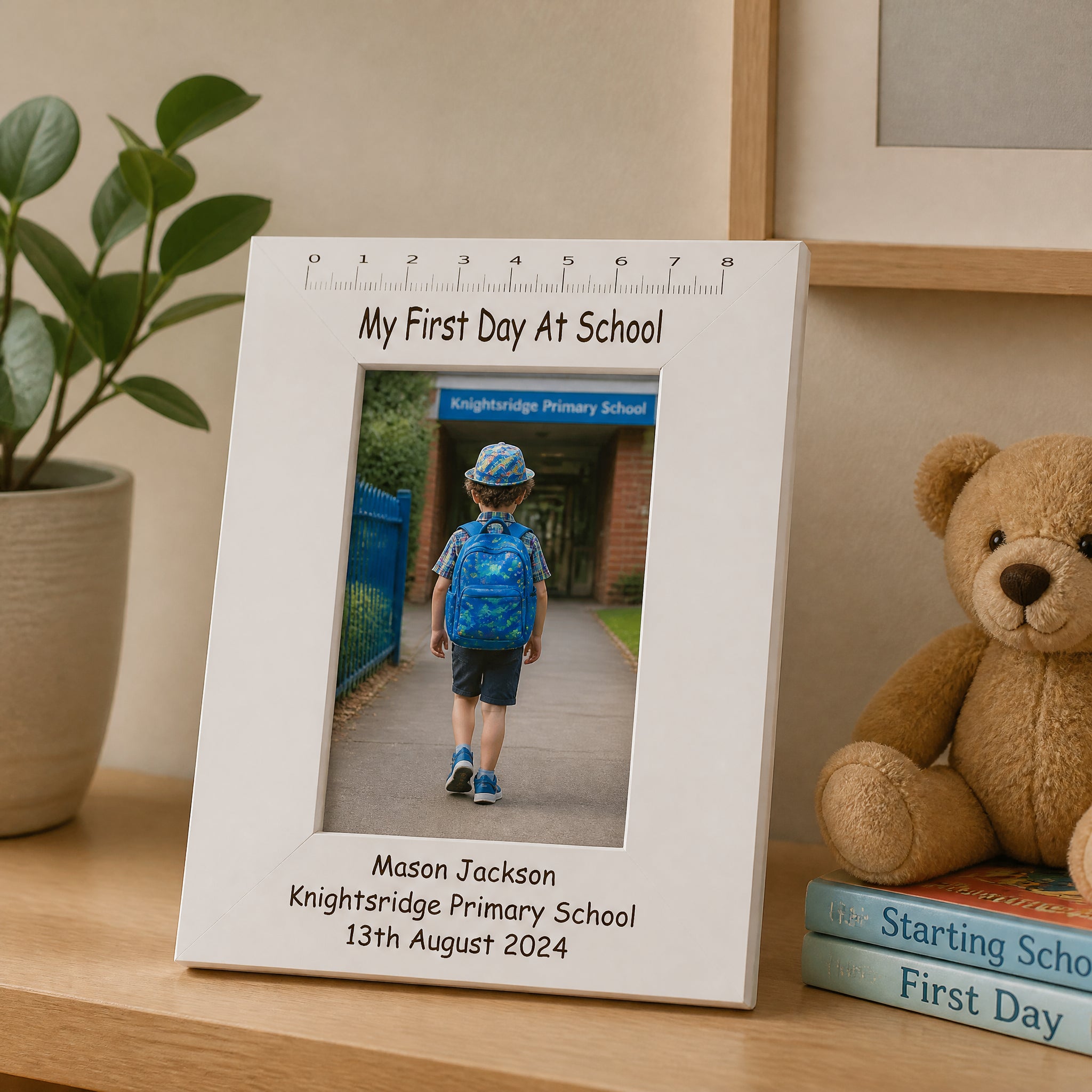 Personalised First Day At School White Photo Frame Engraved Photo Frame ukgiftstoreonline Portrait