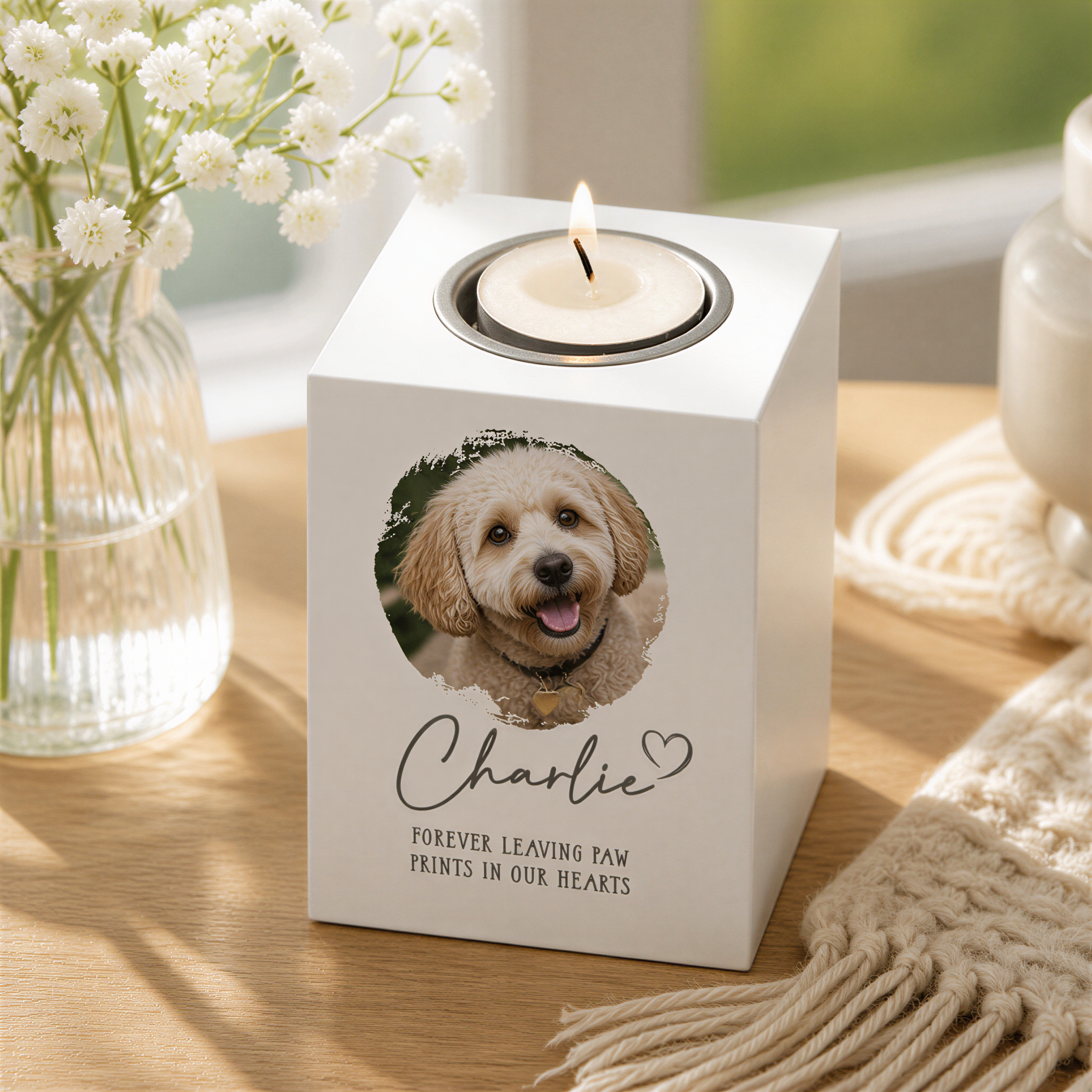 Pet Memorial Candle Holder, Personalised Photo Tealight Holder Gift Tea Light Holder ukgiftstoreonline