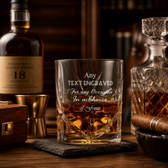 Customised Bespoke Personalised Crystal Cut Whisky Glass Any Text Engraved Personalised ukgiftstoreonline