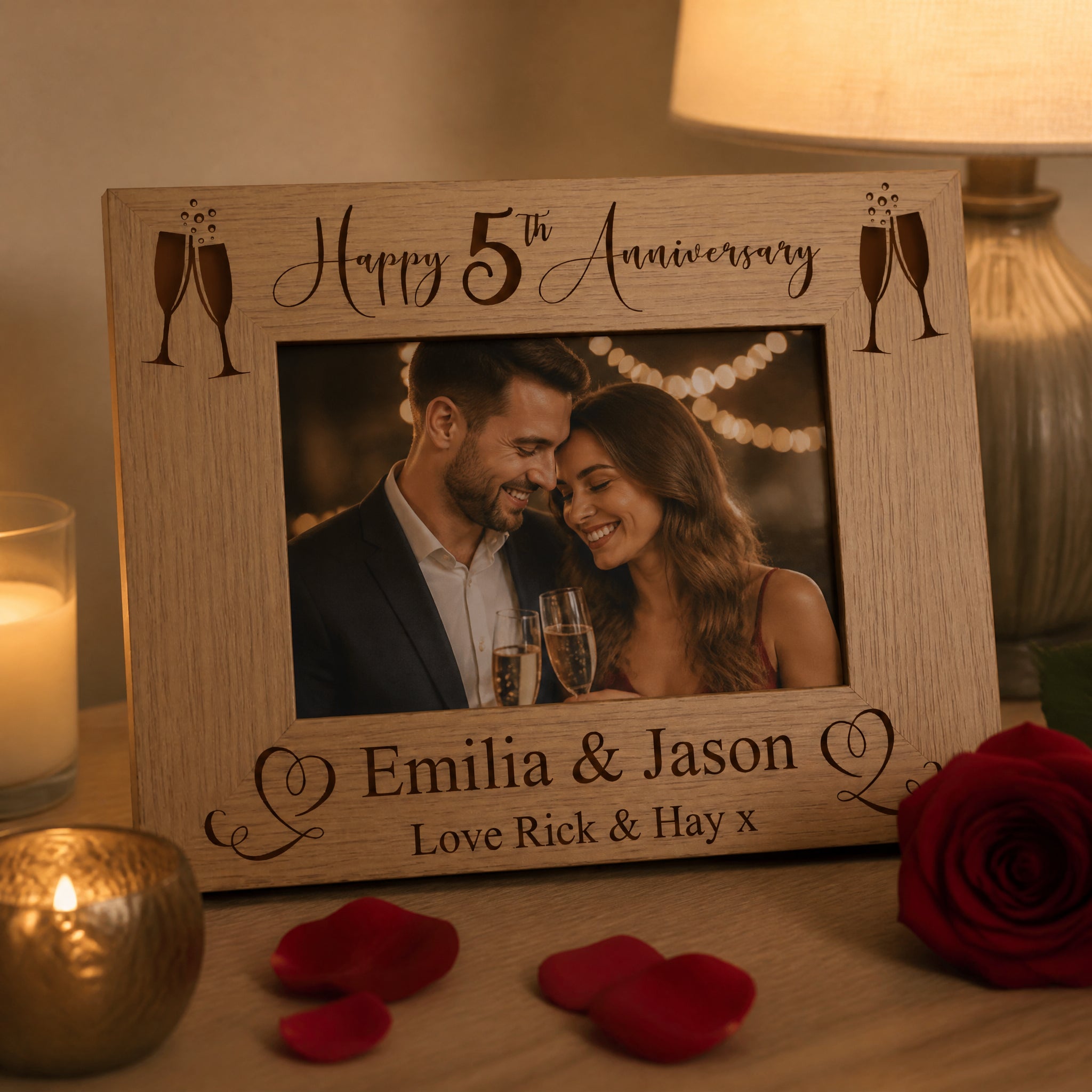 Personalised 5th Wedding Anniversary Wooden Photo Frame Gift personalised photo frames ukgiftstoreonline