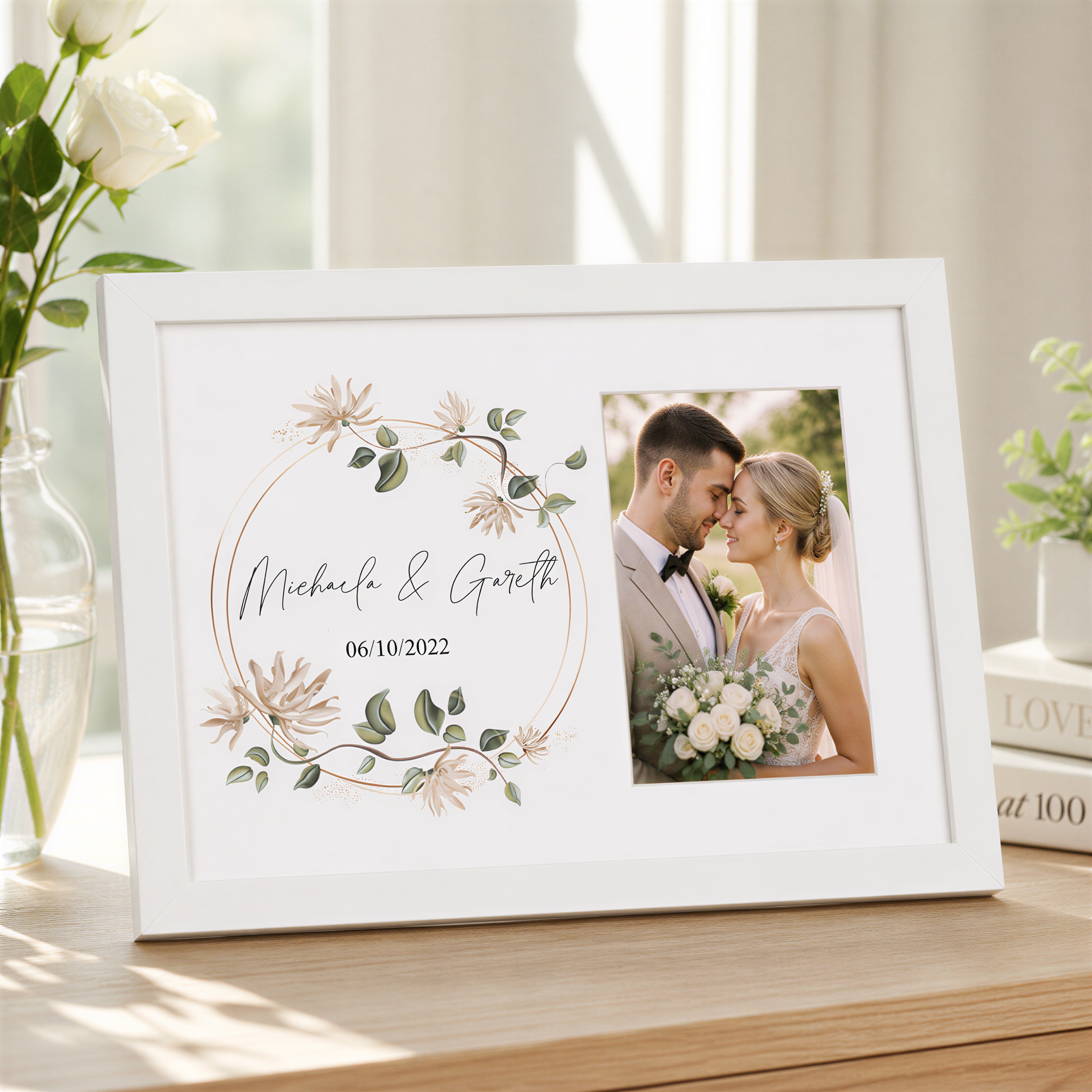 Personalised Wedding Day Photo Frame Gift Any Name and Date Photo Keepsake wedding photo frame ukgiftstoreonline White