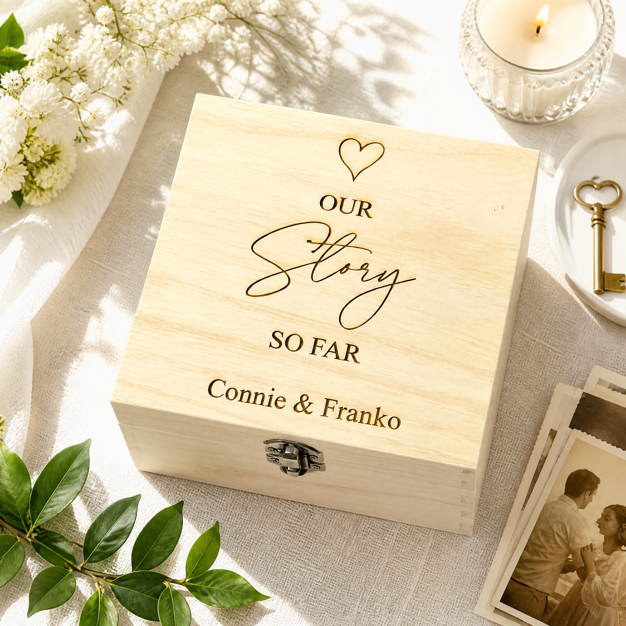 ukgiftstoreonline Personalised Our Love Story Memory Keepsake Gift Box With Heart Keepsake Gift ukgiftstoreonline