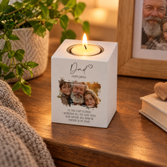 Memorial Dad Tea Light Holder Bereavement Sympathy Gift With Photo Tea Light Holder ukgiftstoreonline