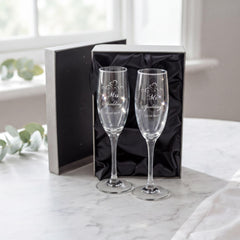 Personalised Champagne Glasses – Engraved Wedding Day Gifts Toasting Set ukgiftstoreonline