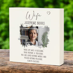 Personalised Wife Memorial Sympathy Plaque Indoor or Outdoor With Photo