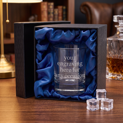 Engraved Personalised Whiskey Glass in Silk Lined Gift Box Personalised Whiskey Glass ukgiftstoreonline