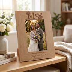 Personalised Wedding Day Photo Frame Gift With Monogram Portrait wedding photo frame ukgiftstoreonline