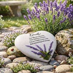 Dad Graveside Lavender Heart Stone Memorial Plaque, Grave Ornament Tribute, Gift ukgiftstoreonline