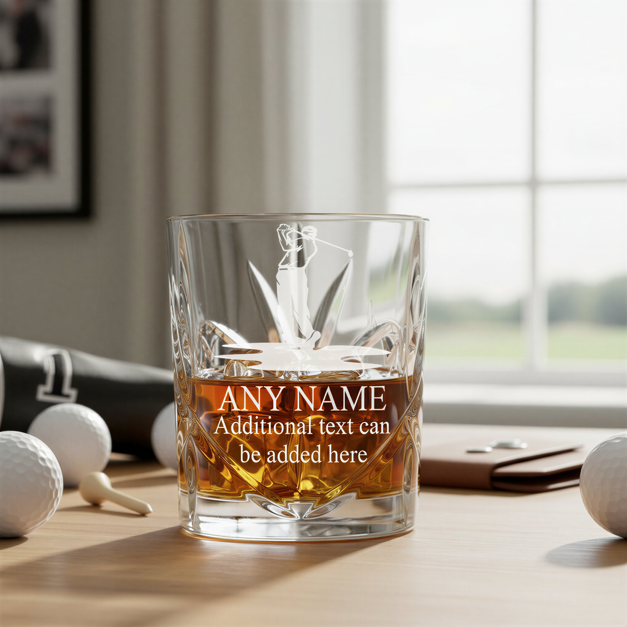 Engraved Sports Award Golf Theme Crystal Cut Whiskey Glass Gift Personalised Whiskey Glass ukgiftstoreonline