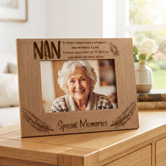 Nan Special Memories Remembrance Photo Frame Gift Oak Wood Finish Nan Photo Frame ukgiftstoreonline