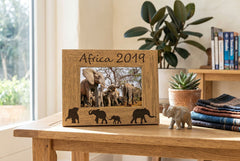 Personalised Elephant Design Engraved Wooden Photo Frame Travel Gift Photo Frame ukgiftstoreonline