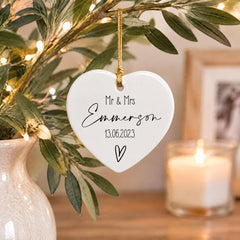 Personalised Wedding Keepsake, Mr & Mrs Porcelain Heart, 7.5Cm ukgiftstoreonline