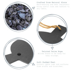 Personalised Engraved Large Rustic Slate Pizza Serving Platter with Rope Any Name