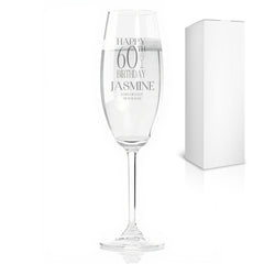 Personalised Any Age Birthday Champagne Flute Glass With Name and Sentiment 18th 21st 30th 40th 50th 60th 70th 80th