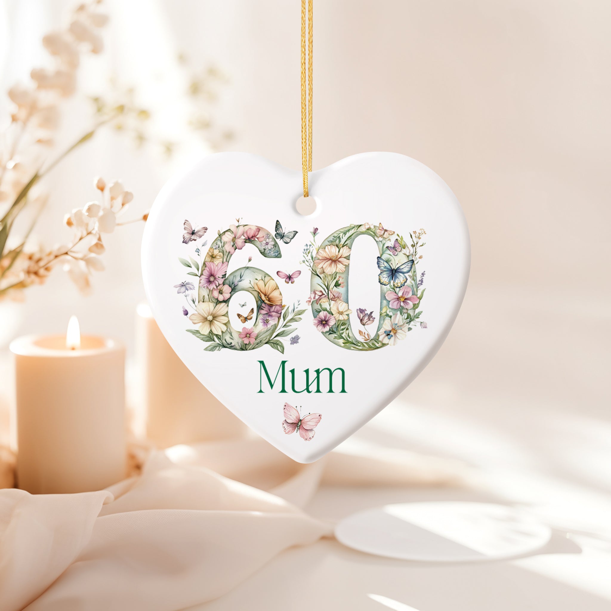 Personalised Landmark Birthday Butterfly and Flowers Heart Gift 13th 16th 18th 21st 30th 40th 50th 60th 70th 80th 90th Personalised Heart Gifts ukgiftstoreonline 60