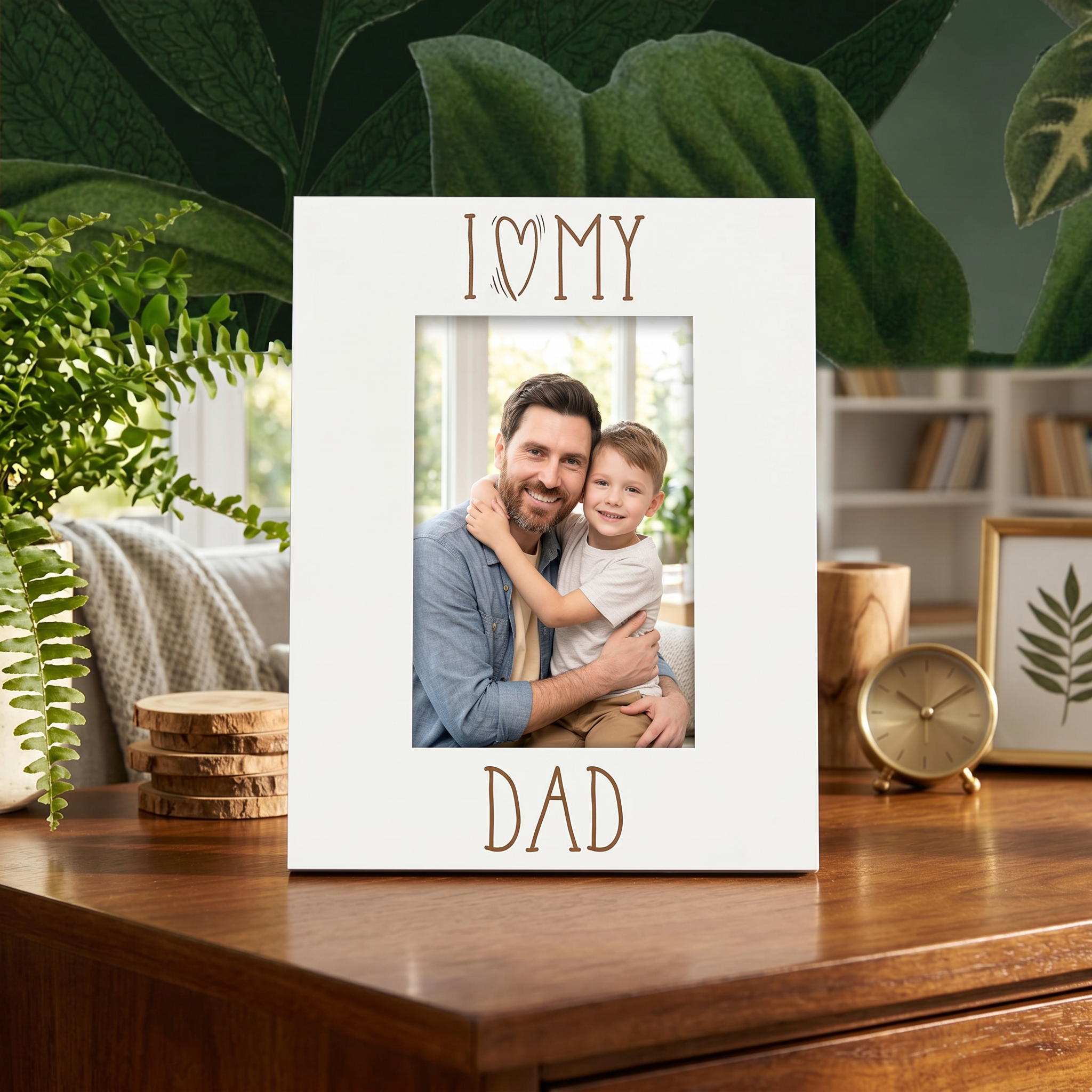 I Heart My Dad Engraved White Wooden Portrait Picture Photo Frame Family Photo frame ukgiftstoreonline