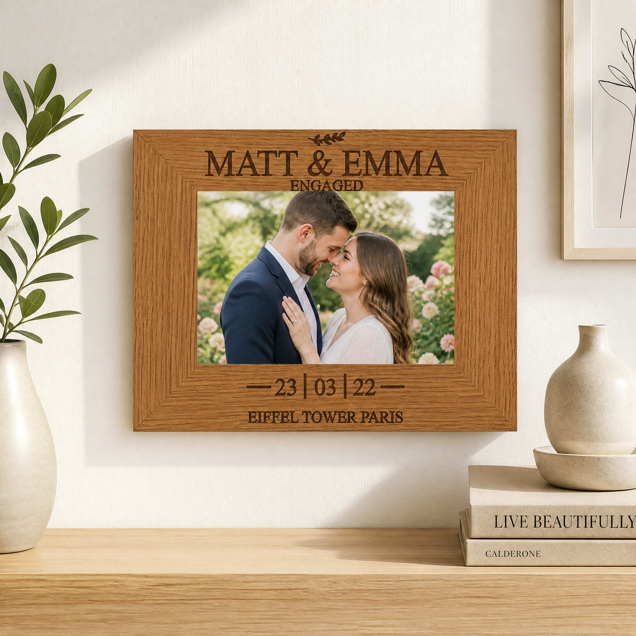 Personalised Engagement Sentiment Gift Wooden Photo Picture Frame Landscape Photo Frame ukgiftstoreonline