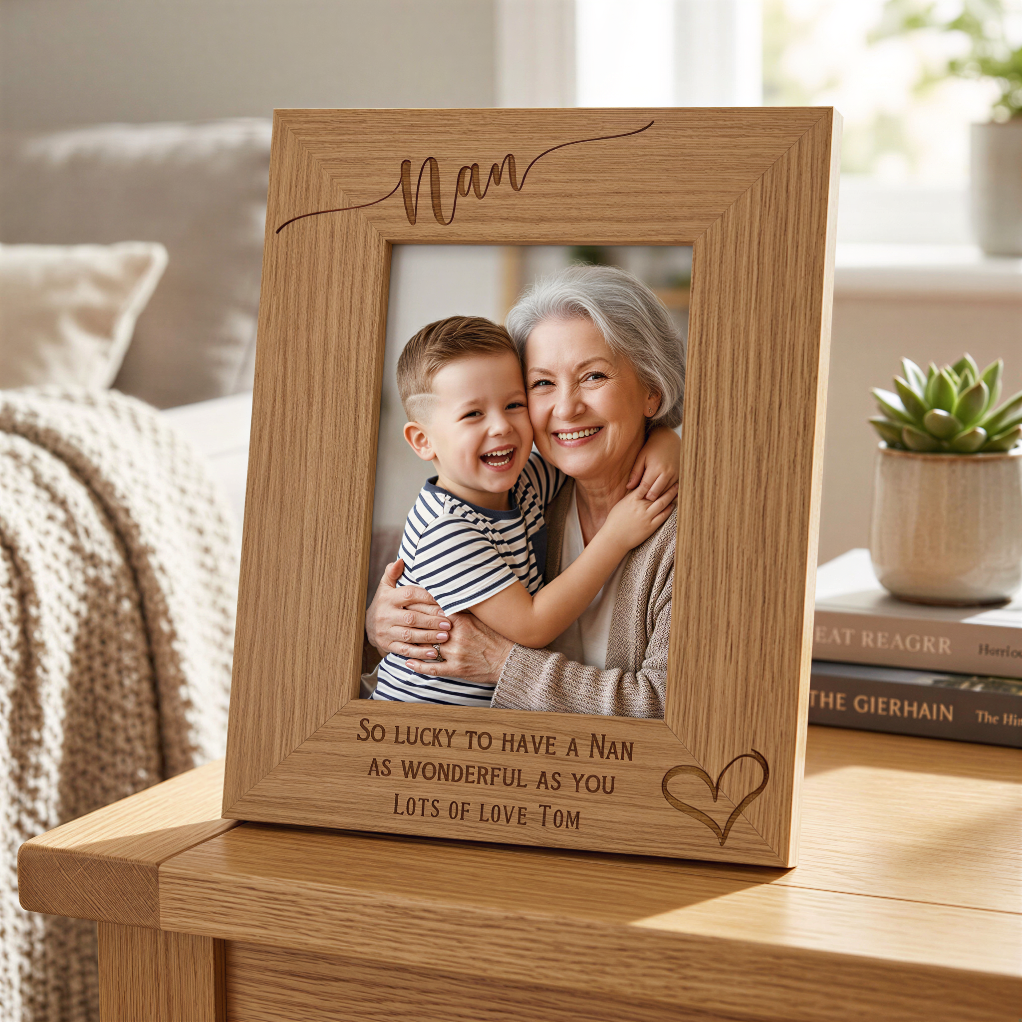 Personalised Nan Love Heart Engraved Portrait Photo Frame Gift personalised photo frames ukgiftstoreonline