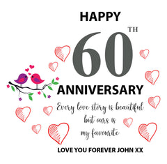 Beautiful Personalised 60th Wedding Anniversary Heart Block In Gift Box