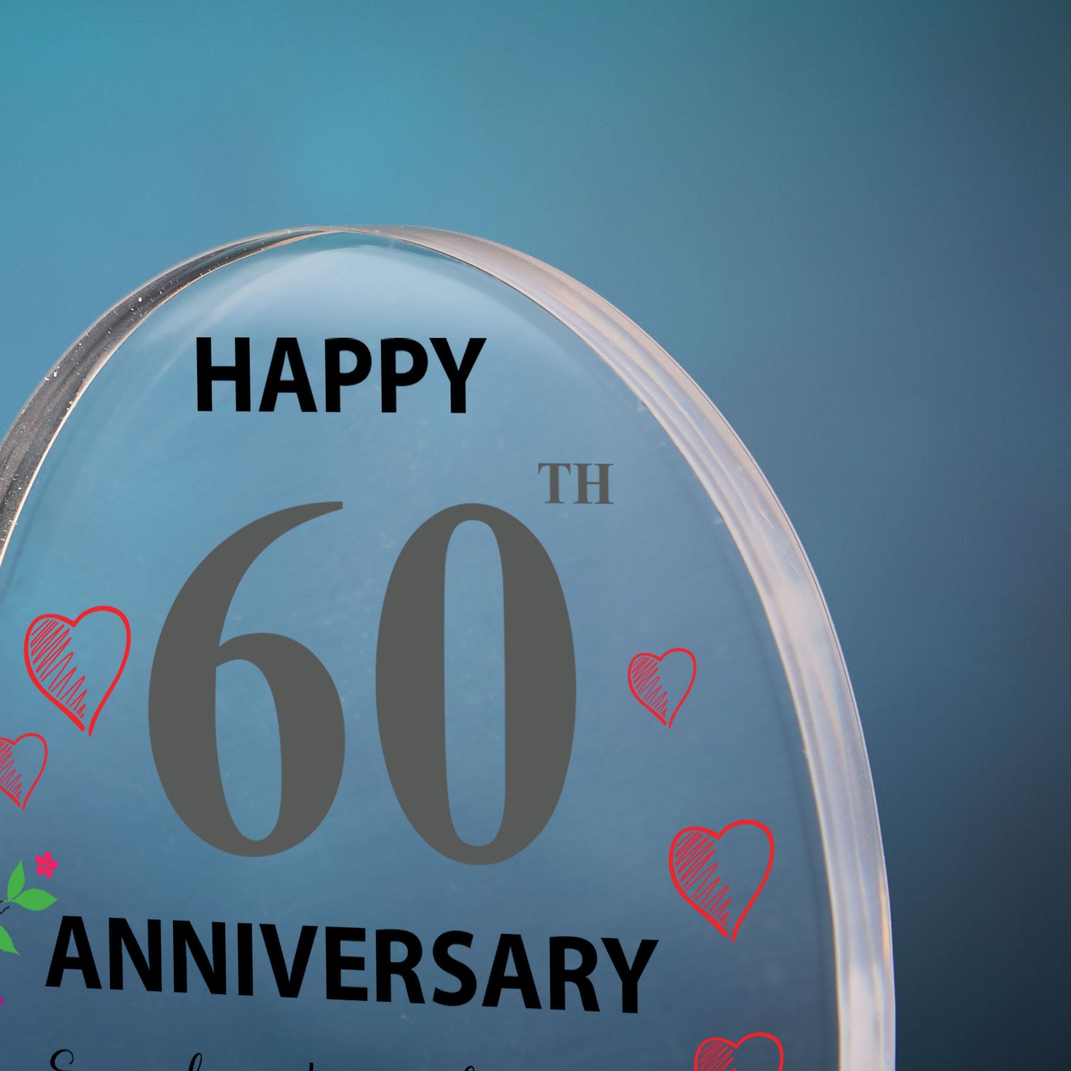 Beautiful Personalised 60th Wedding Anniversary Heart Block In Gift Box