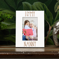 I Heart My Nanny Engraved White Wooden Portrait Picture Photo Frame