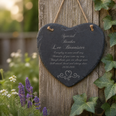 Brother Memorial Plaque, Personalised Slate, 20Cm Heart Honor Personalised Heart Gifts ukgiftstoreonline