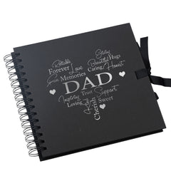 Dad Black Scrapbook Guest Book Or Photo Album with Silver Script