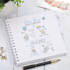 Personalised Baby Boy Elephants Design Scrapbook Photo Album