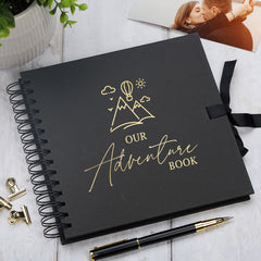 Our Adventure Book Black Scrapbook Photo album Gold Script