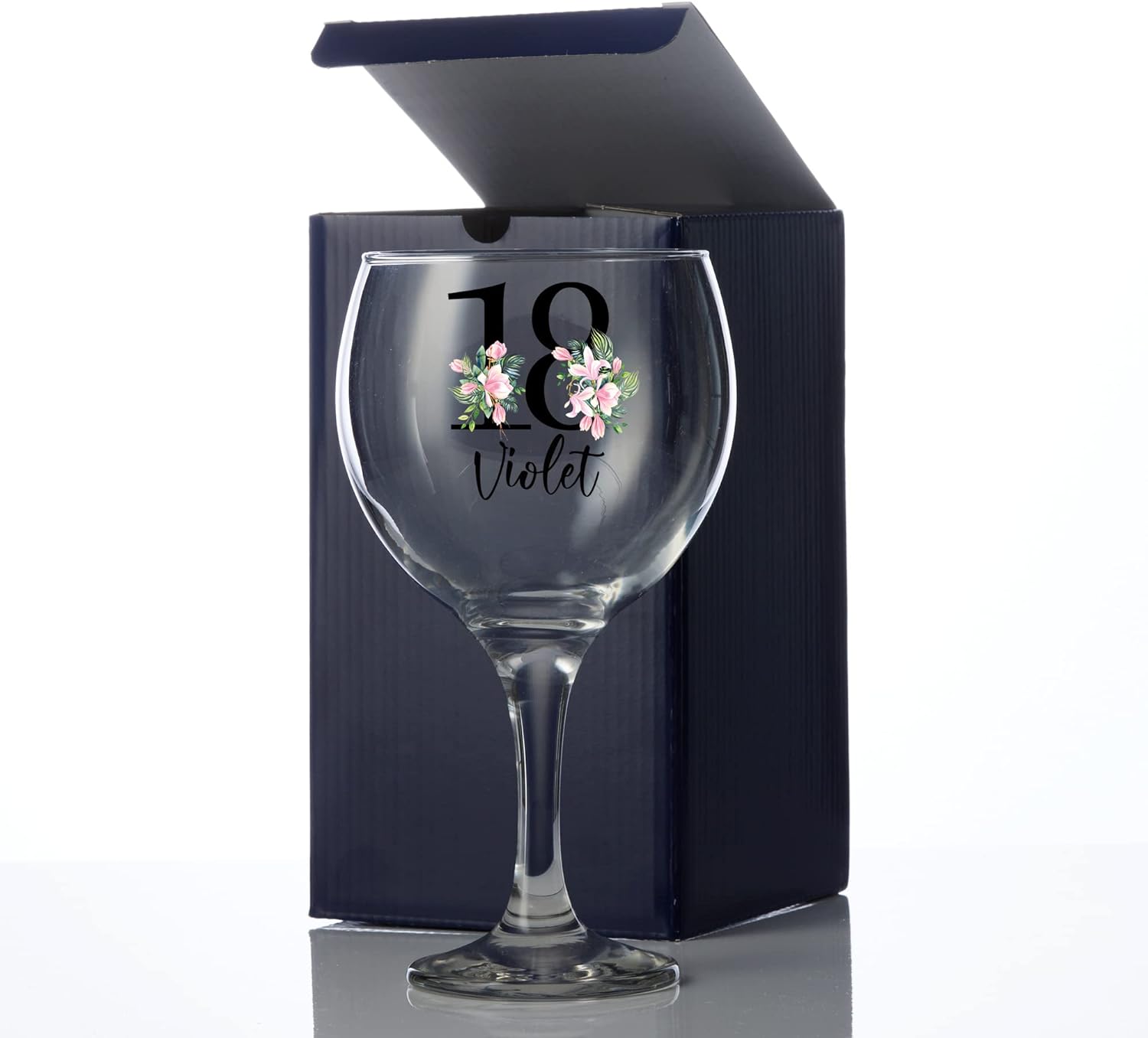 Personalised 18th Birthday Floral Cocktail Gin Glass Gift for Her