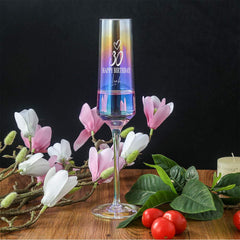 Personalised Love Heart Any age Iridescent Birthday Champagne Glass Gift 18th, 21st, 30th, 40th, 50th, 60th, 70th