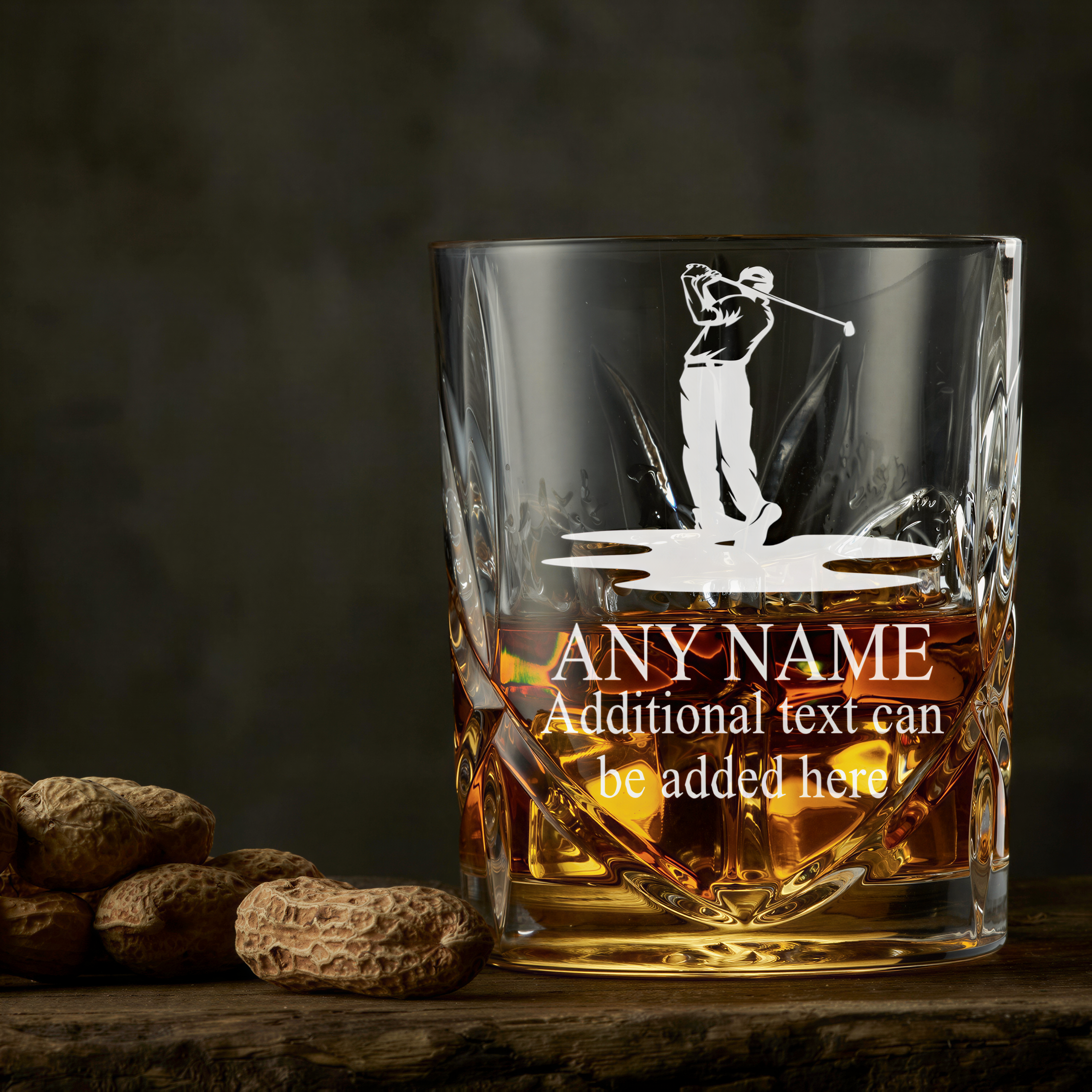 Engraved Sports Award Golf Theme Crystal Cut Whiskey Glass Gift Personalised Whiskey Glass ukgiftstoreonline