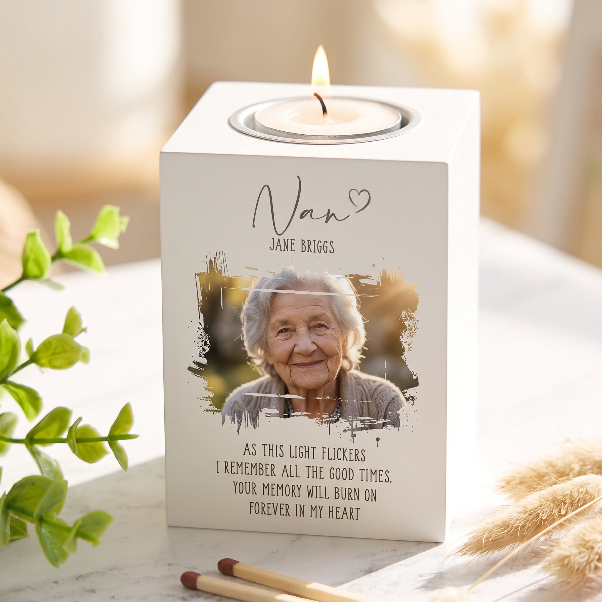 Memorial Nan Tea Light Holder Bereavement Sympathy Gift With Photo Tea Light Holder ukgiftstoreonline
