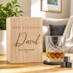 Personalised Whisky Set Stones & Tumbler Glass Engraved Any Sentiment Personalised Whisky Stones ukgiftstoreonline