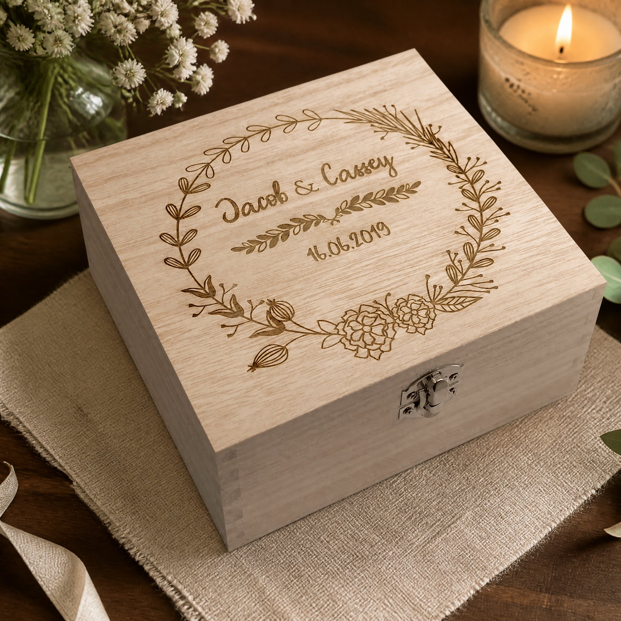 ukgiftstoreonline Personalised Wooden Keepsake Box Wedding Memory Engraved Gifts Any Name Keepsake Memory Box ukgiftstoreonline