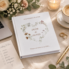 Personalised Wedding Planner Organiser Book Engagement Gift With Watercolour Heart Wedding Planner ukgiftstoreonline