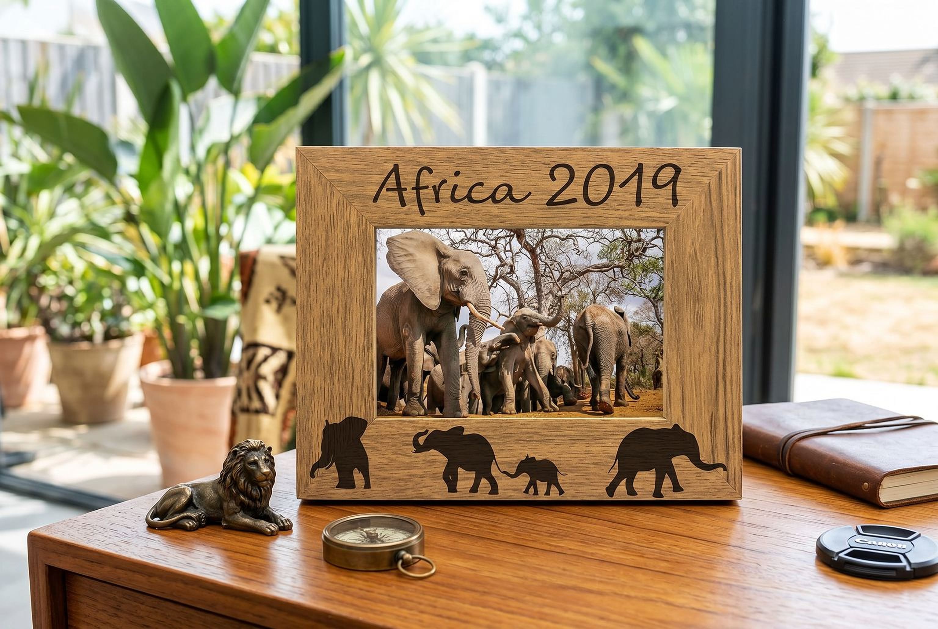 Personalised Elephant Design Engraved Wooden Photo Frame Travel Gift Photo Frame ukgiftstoreonline