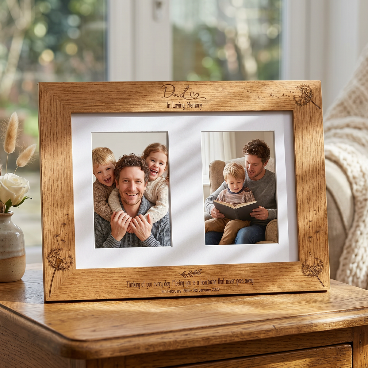 Dad In Loving Memory Photo Frame Double 6x4 Inch Personalised Photo Frame ukgiftstoreonline