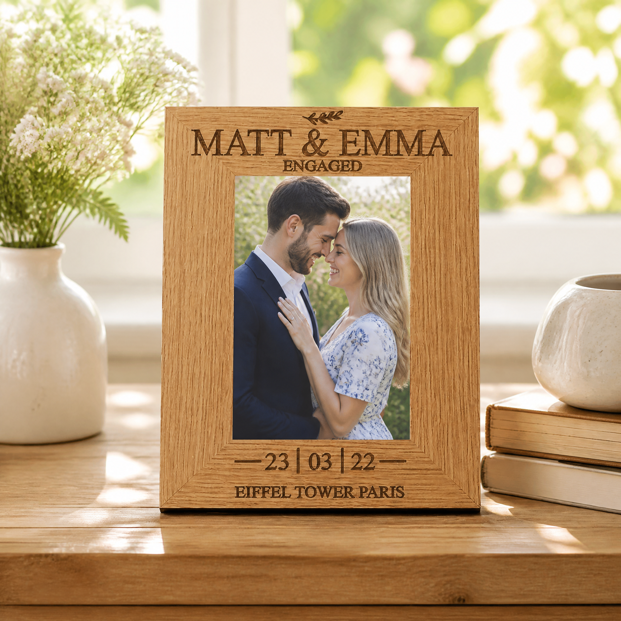 Personalised Engagement Sentiment Gift Wooden Photo Picture Frame Portrait Photo Frame ukgiftstoreonline