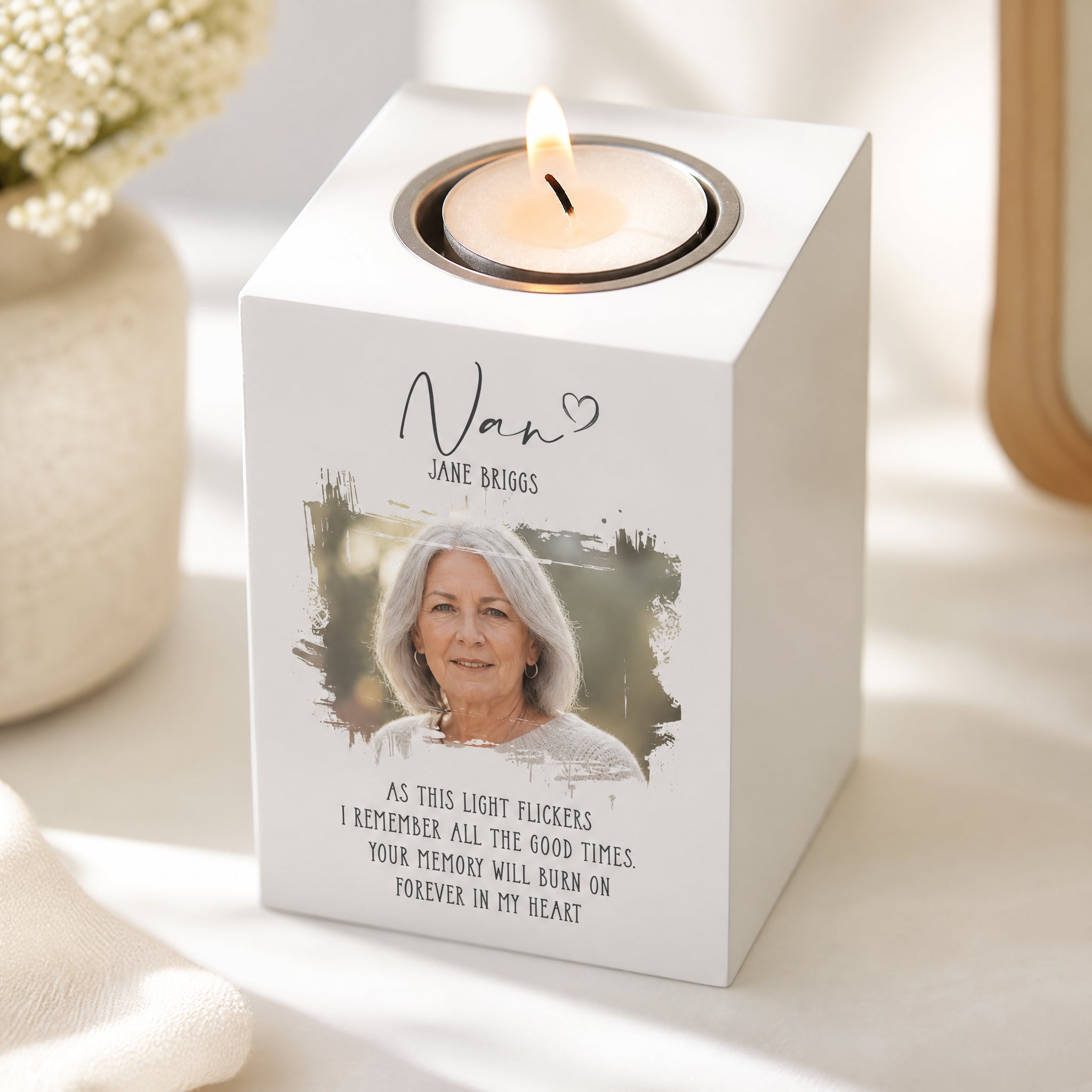 Memorial Nan Tea Light Holder Bereavement Sympathy Gift With Photo Tea Light Holder ukgiftstoreonline