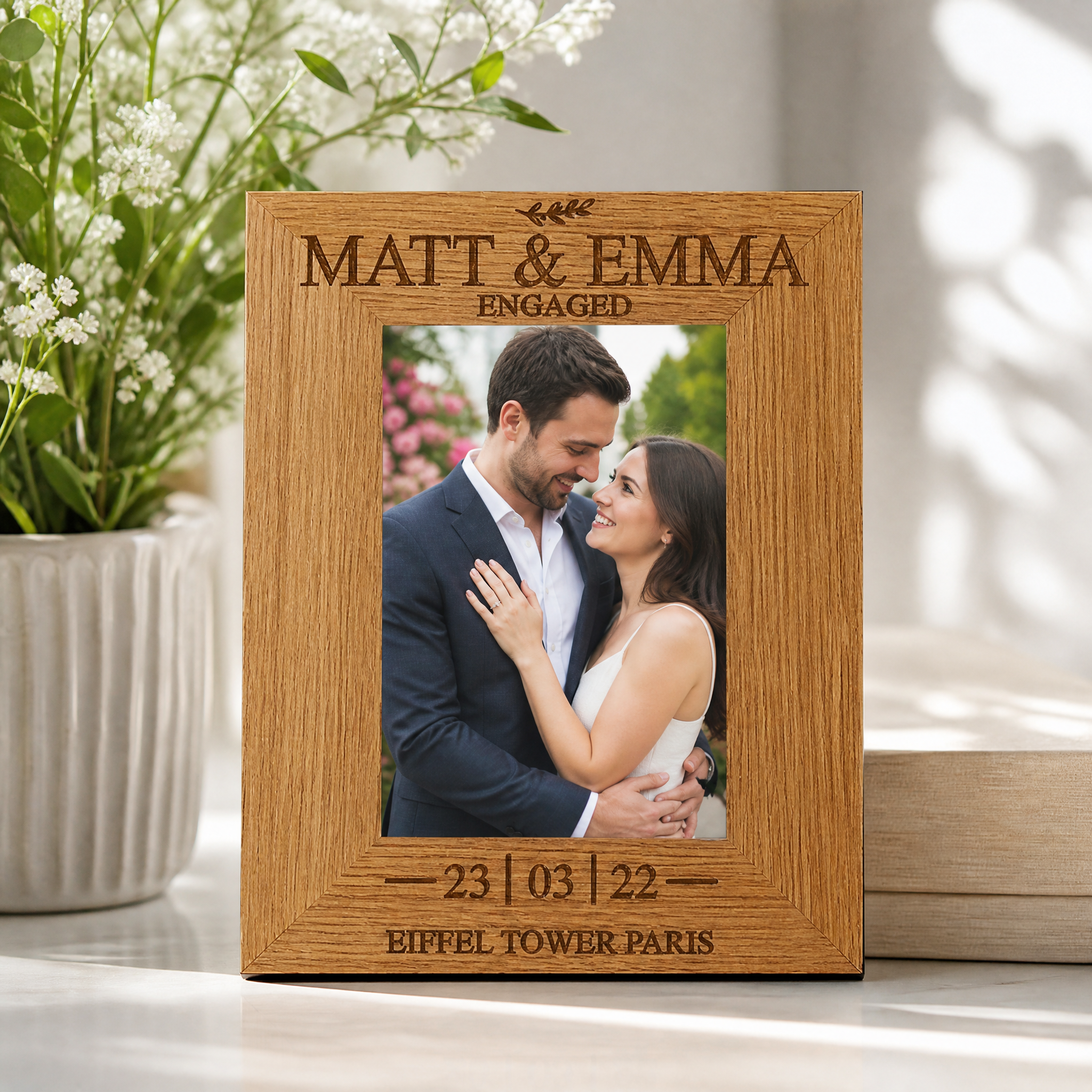 Personalised Engagement Sentiment Gift Wooden Photo Picture Frame Portrait Photo Frame ukgiftstoreonline