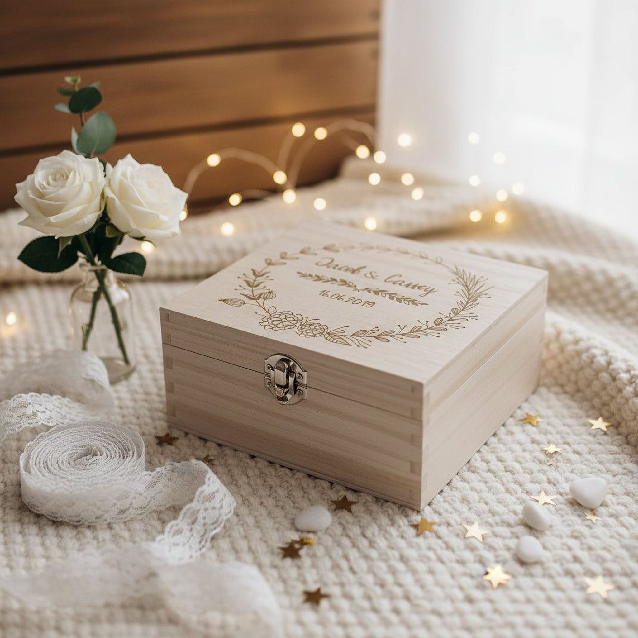ukgiftstoreonline Personalised Wooden Keepsake Box Wedding Memory Engraved Gifts Any Name Keepsake Memory Box ukgiftstoreonline